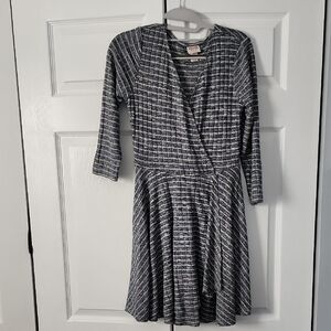 Mossimo Supply Co. Navy and White Plaid Long Sleeve Dress